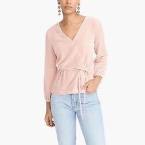 J.Crew Pale Pink Faux Wrap Top with Tie Waist size 0